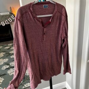 J. Crew 100% cotton Men's Burgundy Long Sleeve Henley